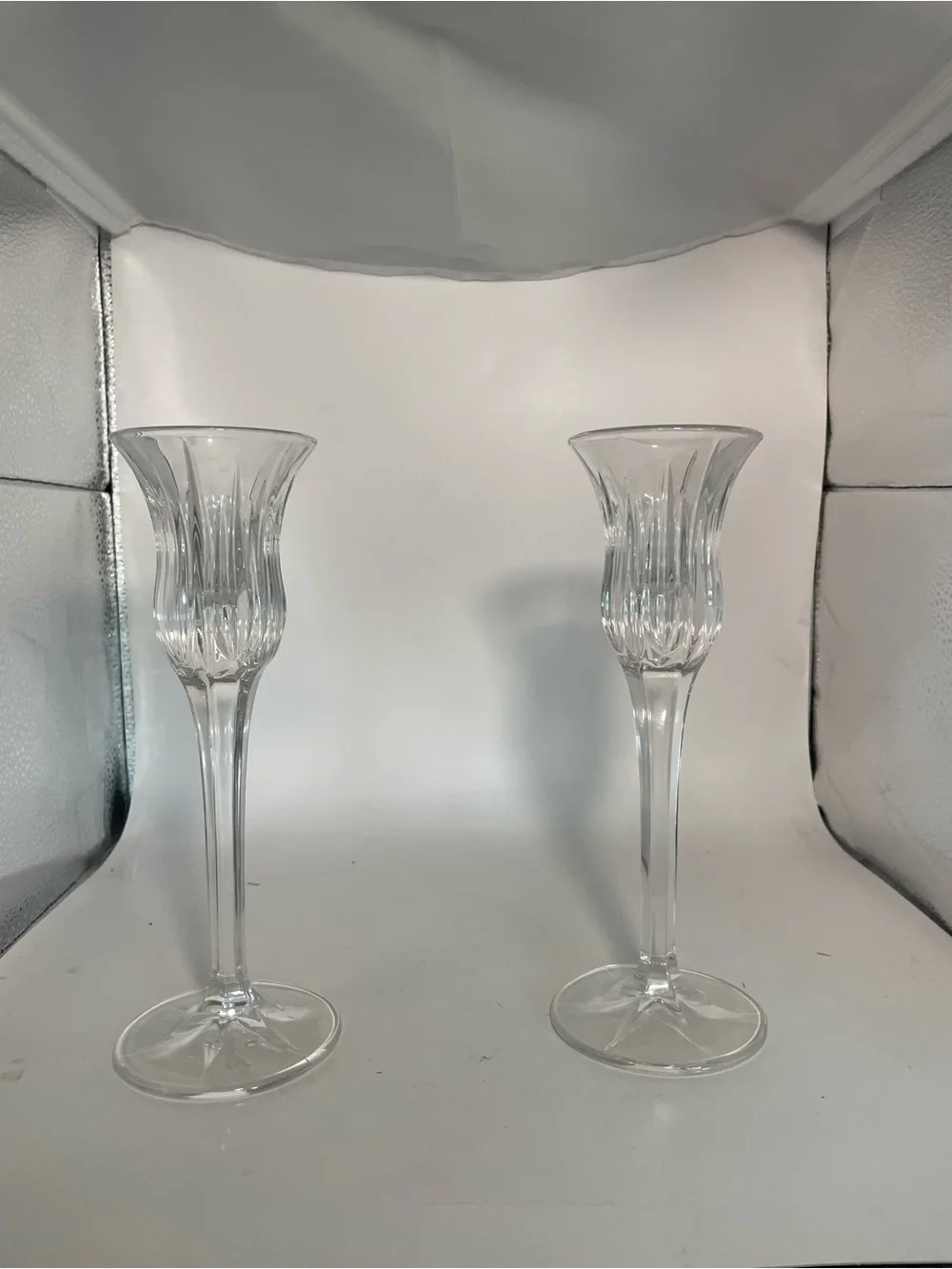 Mikasa Icicles Candle Stick holders Glass Pair - Clear - Simple, Romantic